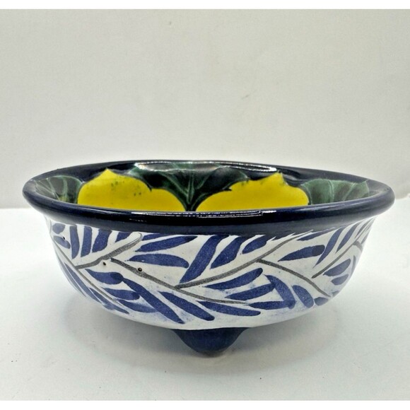 Mexican Pottery Small Salsa Bowl Handmade Hand Painted 4 In Feet footed talavera - Picture 2 of 6